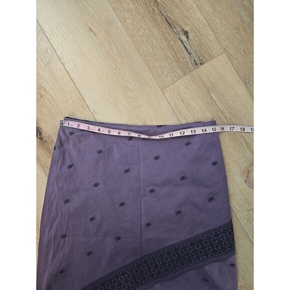 Free People Skirt Womens 7 Geometric Asymmetrical Unique Purple Embroidered - Picture 2 of 6